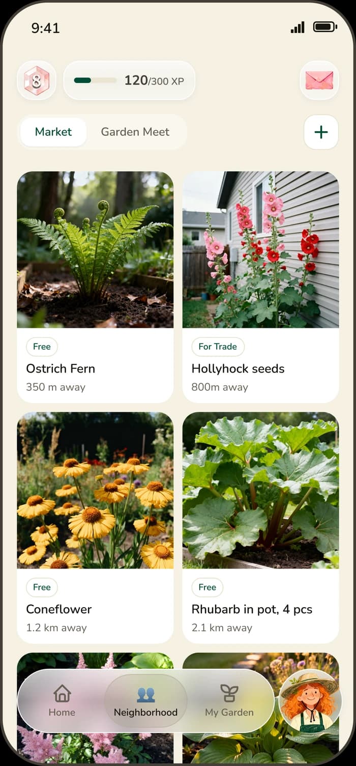 The Spire marketplace, with plants neighbours are giving away